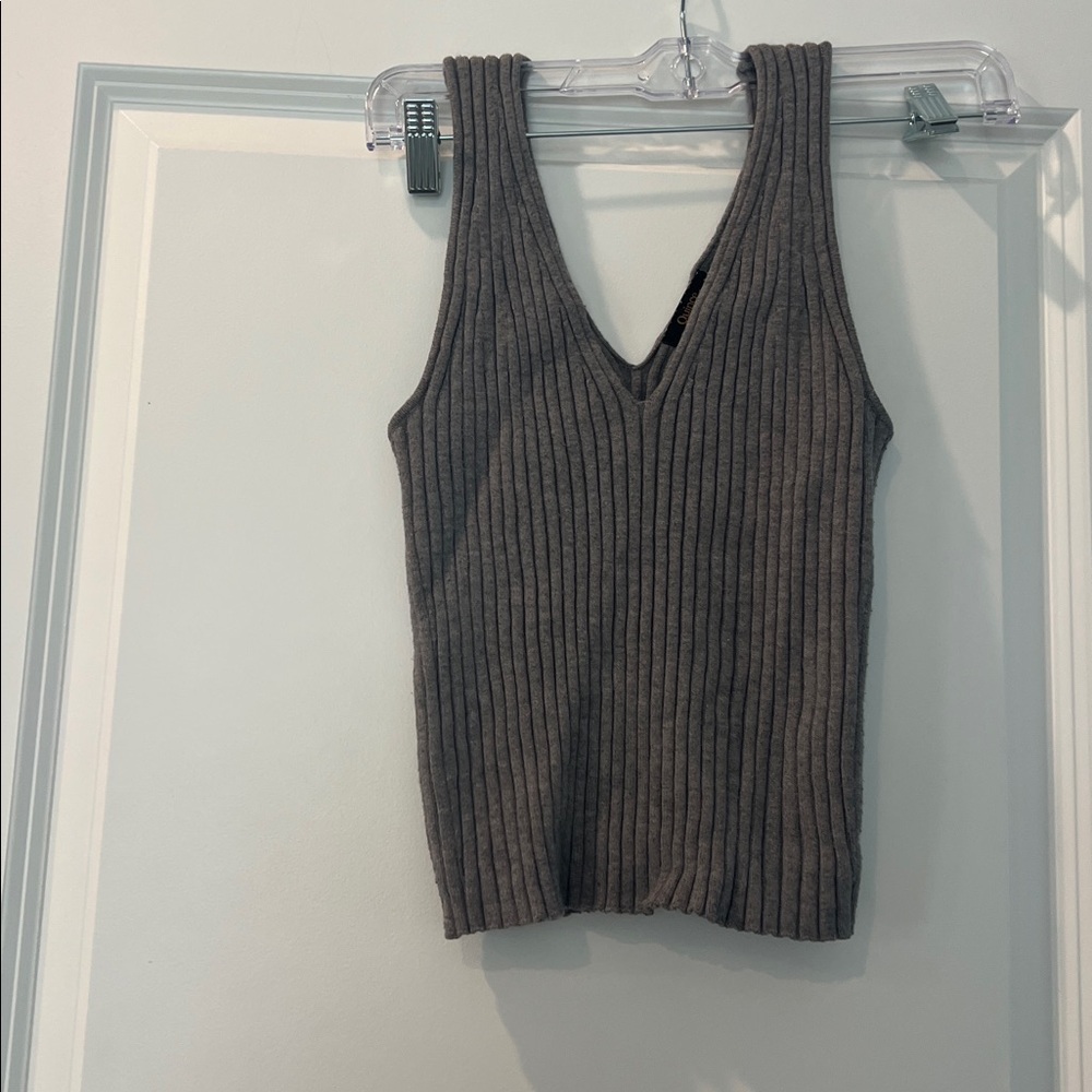 Quince Gray Ribbed Knit Tank Top